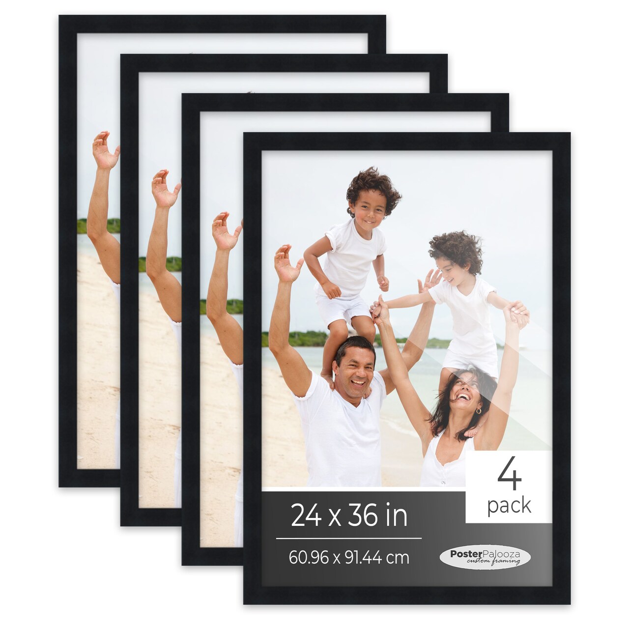 Pack of 4 Matte Black Picture Frames | Solid Wood | UV-Resistant Acrylic | Easy Gallery Wall Setup